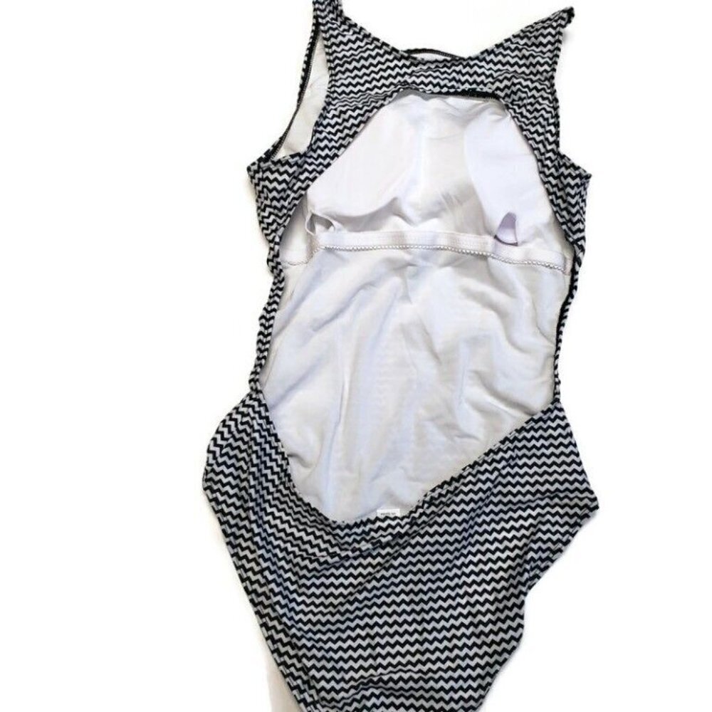 OHDREAM Womens Large One Piece Swimsuit Monokinis Hollow Cut Side Black White - Picture 4 of 4